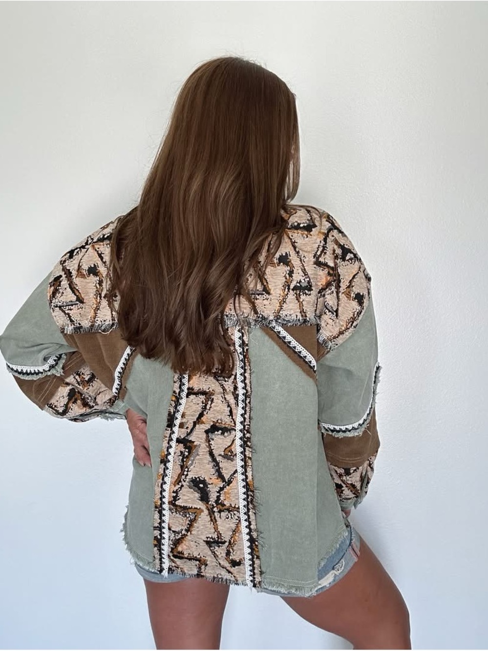 POL Bohemian Patchwork Western Tapestry/Corduroy Jacket - Picture 7 of 15